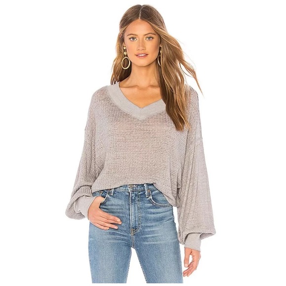 Free People We The Free South Side Thermal Top Grey - Picture 4 of 5